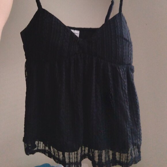 Vintage Y2K No Boundaries Black Lace Overlay Babydoll Tank Top - Picture 1 of 4